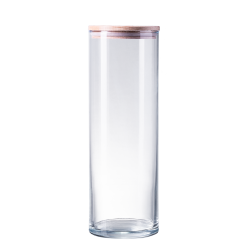 Úložná nádoba valec s dreveným vekom 1,25 lt. - Basic Kitchen