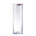 Storage jar Cylinder with Wooden lid 1,25 lt - Basic Kitchen