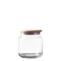 Sklenená nádoba s dreveným vekom 600 ml - Basic Kitchen