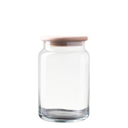 Sklenená nádoba s dreveným vekom 930 ml - Basic Kitchen