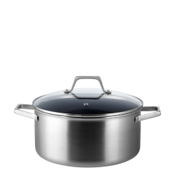 Casserole Ø 24 cm, H: 11 cm with glass lid - Sirius Terra Triply Lunasol