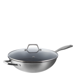 Wok Ø 30 cm, H: 8.5 cm mit Glasdeckel - Sirius Terra Triply Lunasol