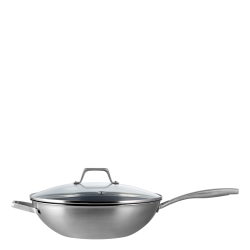 Wok Ø 30 cm, H: 8.5 cm mit Glasdeckel - Sirius Terra Triply Lunasol