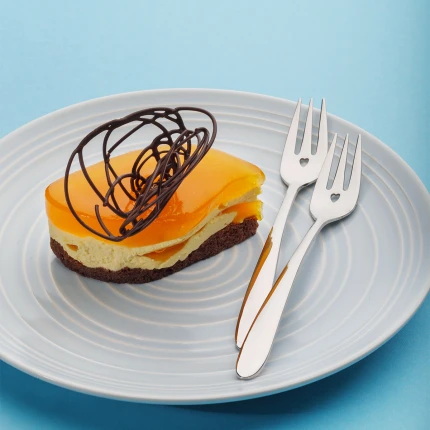 Set 6pcs cake fork with heart — S-Line all mirror