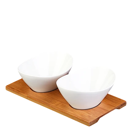Miska oválna s bambusovou doskou, set 3 ks — BASIC Bamboo Lunasol