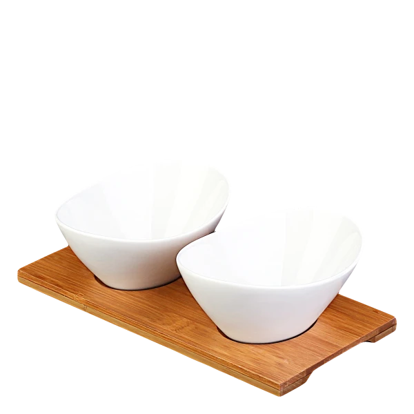 Miska oválná s bambusovou deskou, set 3 ks — BASIC Bamboo Lunasol