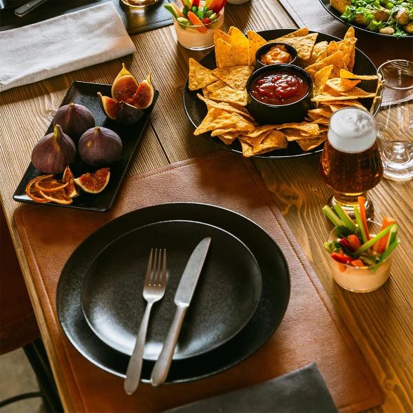 Flat plate 27 cm Set 4-pcs. — BASIC Lunasol black satin
