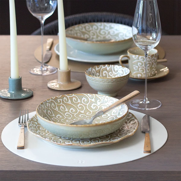 Teller flach Wavy Ø 25 cm, H: 2.5 cm - Levante Pearl