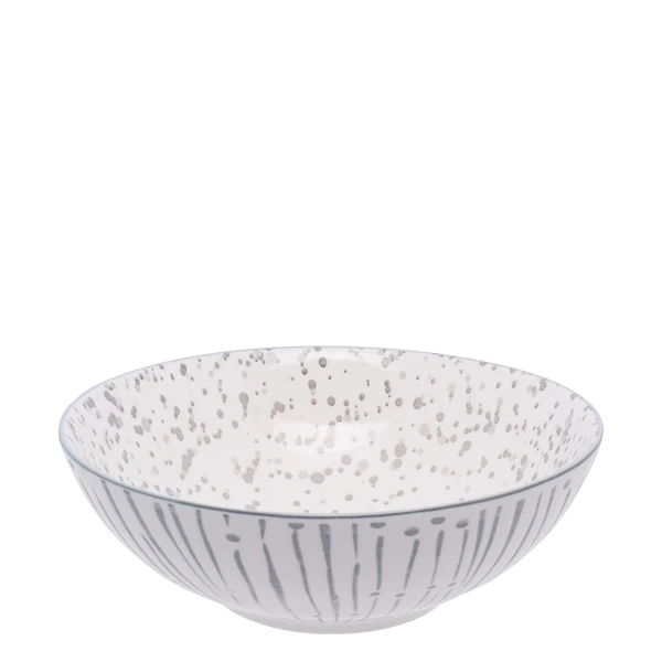 Miska na cereálie 17.5 cm, vnútro bodkované — BASIC bílý se světle šedými pruhy