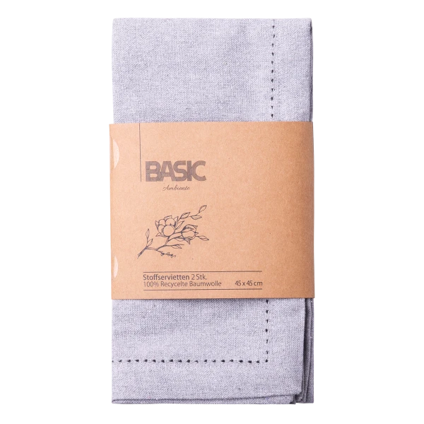 Cloth Napkin 45 x 45 cm Silver Melange, 2 pcs — BASIC Ambiente
