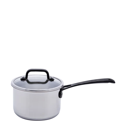 Stielkasserolle 16 x 7.5 cm, 1.5 lt, mit Glasdeckel Orion GAYA Inox mit Profigriffen