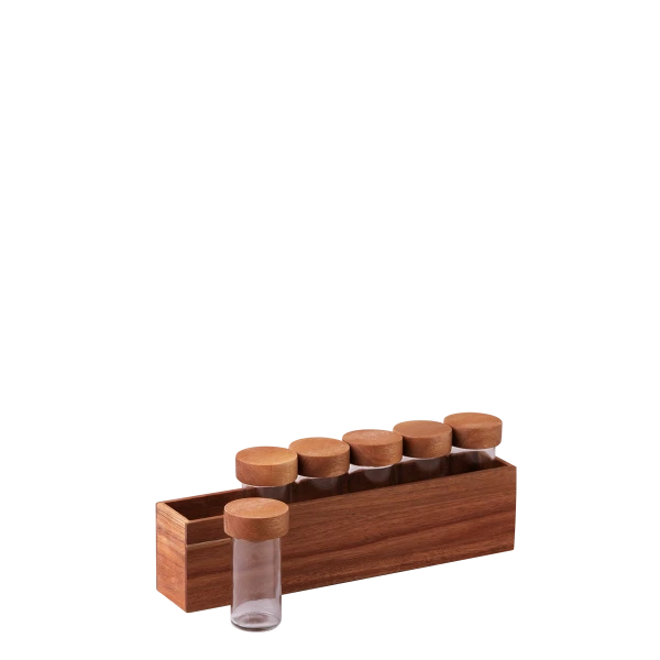 Koreničky v stojane set 7ks Agát 32,9 x 6 x 11,6 cm - FLOW Wooden