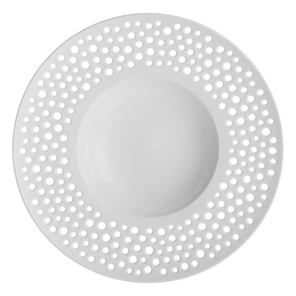 Gourmet talíř hluboký 30 cm — FLOW Perforovaný bílý