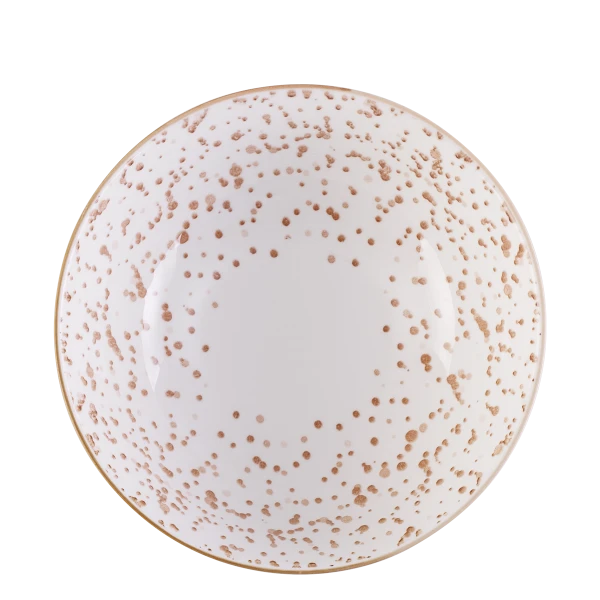 Miska na cereálie 17.5 cm, vnútro bodkované — BASIC bílý s champagne pruhy