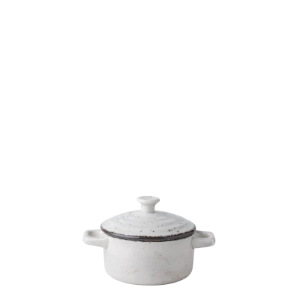 Casserole with lid Ø 10 cm — Gaya Atelier light grey speckled