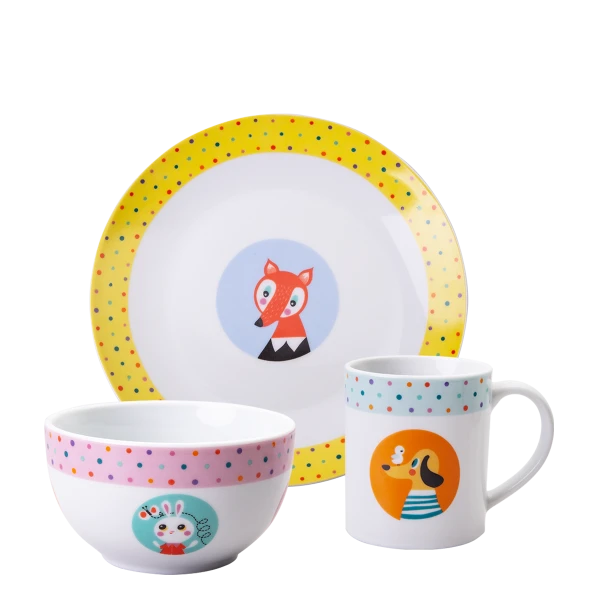 Detský porcelánový set 3 ks – KIDS World Animals
