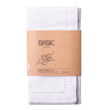 Cloth Napkin 45 x 45 cm Grey Melange, 2 pcs — BASIC Ambiente