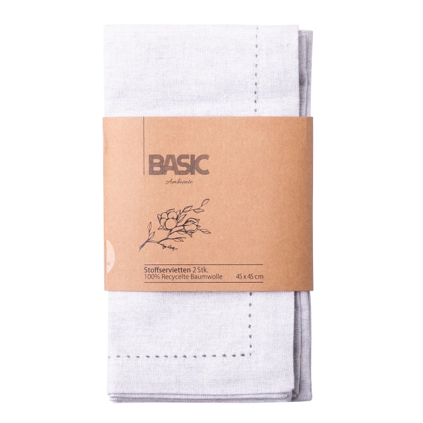Cloth Napkin 45 x 45 cm Grey Melange, 2 pcs — BASIC Ambiente