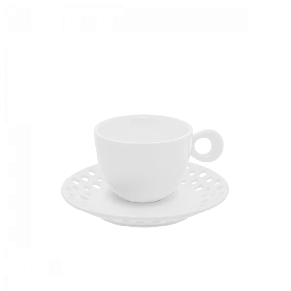 Kávová/čajová podšálek 15 cm — FLOW Perforovaný bílý