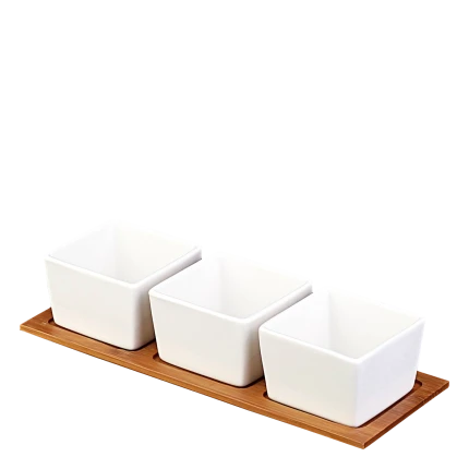 Schüsseln Set mit Bambusunterlage (4 Stk.) - Basic