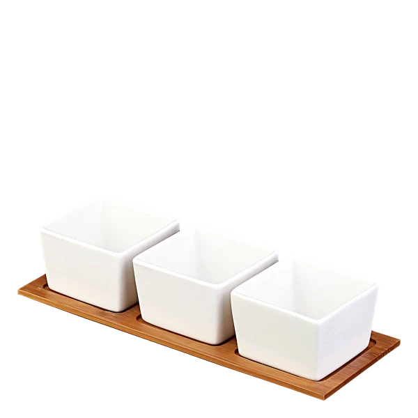 Schüsseln Set mit Bambusunterlage (4 Stk.) - Basic