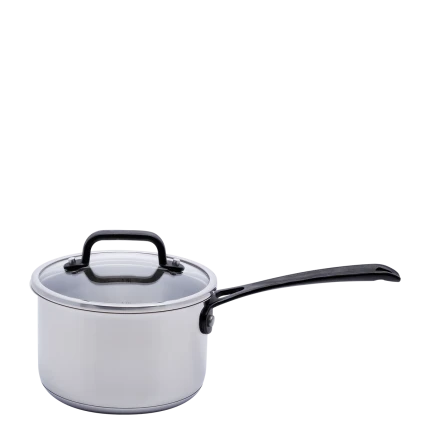 Saucepan 18 x 8.5 cm 2.1 l with glass lid — Orion GAYA Inox with Profi handles
