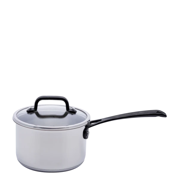 Stielkasserolle 18 x 8.5 cm, 2.1 lt mit Glasdeckel Orion GAYA Inox mit Profigriffen
