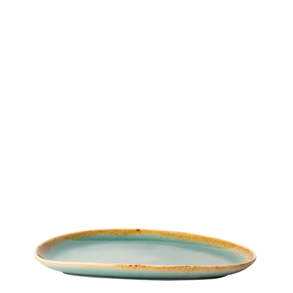 Plate oval 25.5 cm triangle — Gaya Sand turquoise Lunasol