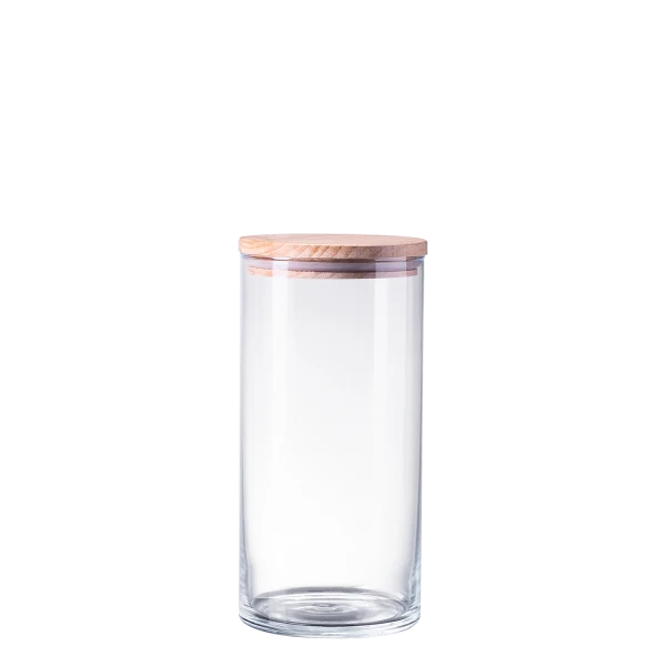 Úložná nádoba valec s dreveným vekom 1,25 lt. — Basic Kitchen