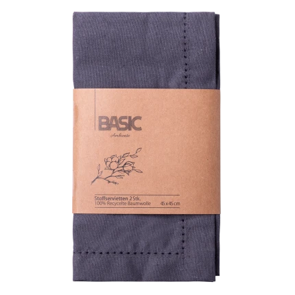Cloth Napkin 45 x 45 cm Steel Grey, 2 pcs — BASIC Ambiente