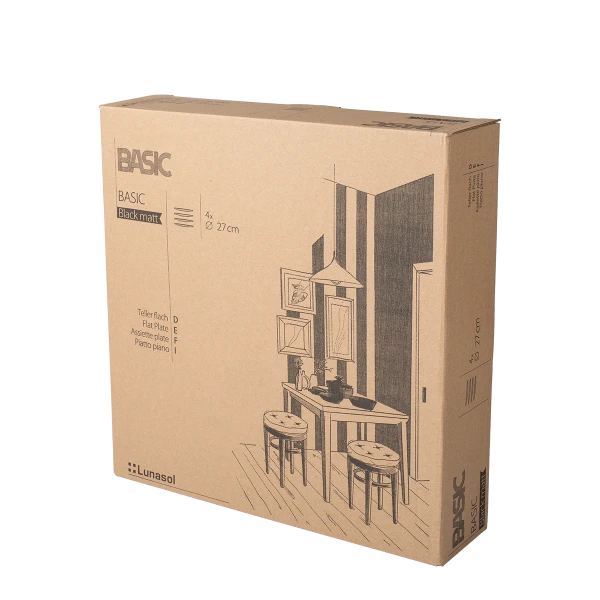 Tanier plytký 27 cm 4 ks - Basic čierny matný
