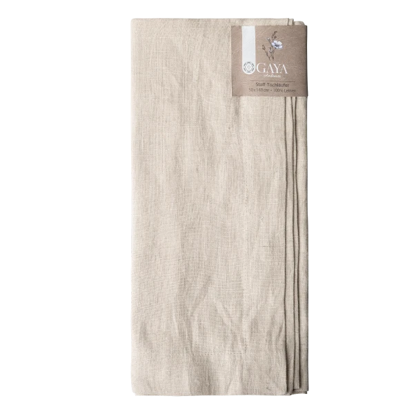 Kriedový ľanový behúň na stôl 50 x 140 cm - Gaya Ambiente