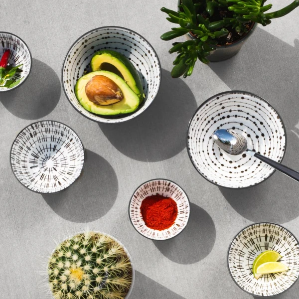Cereal Bowl Set 3pc — BASIC Dots Black Lunasol