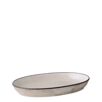 Oven dish oval 25 x 17 x 4.5 cm — Gaya Atelier light grey speckled