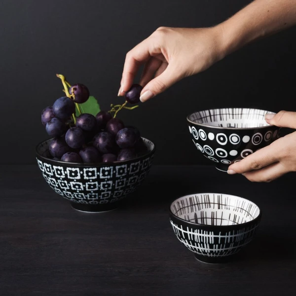 Set misiek na cereálie 3 ks - Basic Dots Black