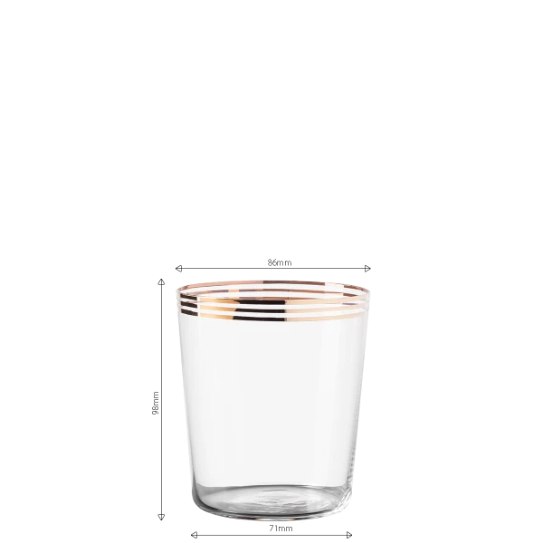 Tumbler 440 ml mit 3 Gold-Streifen — 21st Century Glas Lunasol
