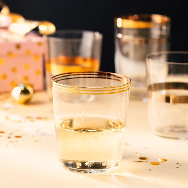 Tumbler 440 ml mit 3 Gold-Streifen — 21st Century Glas Lunasol