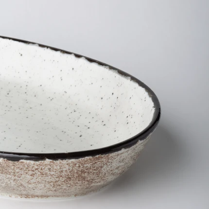Oven dish oval 25 x 17 x 4.5 cm — Gaya Atelier light grey speckled