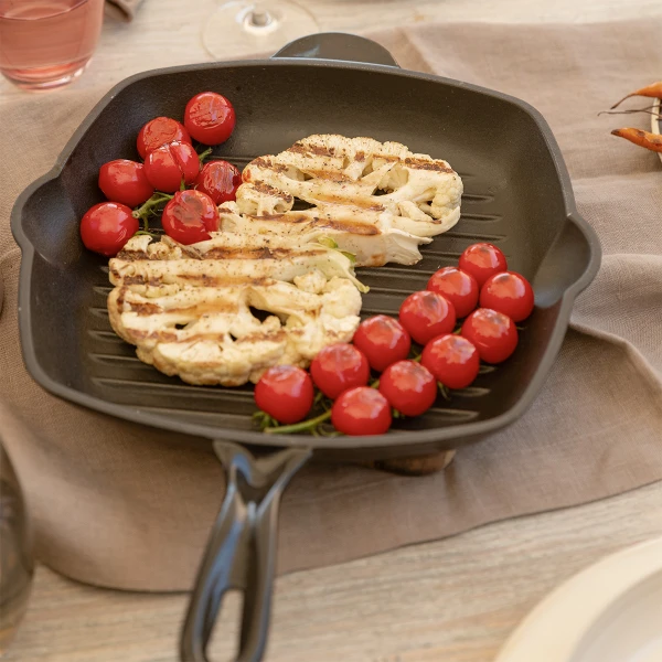 Gusseisen-Grillpfanne emailliert schwarz 27 x 27 cm Jupiter Lunasol