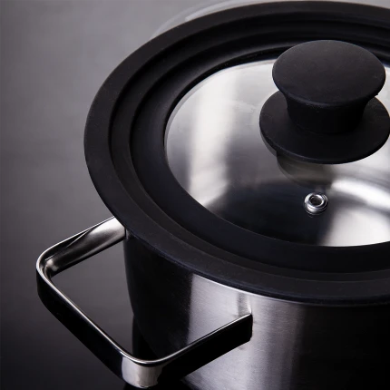 Glass Lid with Silikon-Rim black 16, 18, 20 cm — BASIC Lunasol
