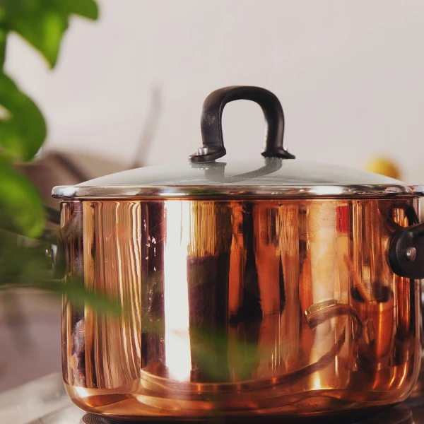 Saucepan ø 20 cm H: 12 cm, 3.7 l, with glass lid — Sirius GAYA Copper Triply Inox mit Profigriffen