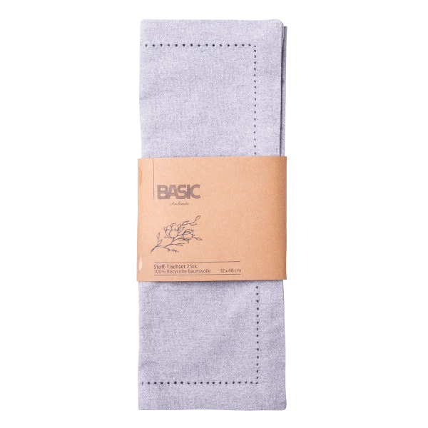 Cloth Placemat 32 x 48 cm Silver Melange, 2 pcs — BASIC Ambiente