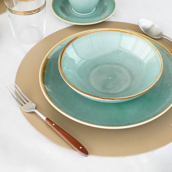 Flat Plate 28 cm — Gaya Sand turquoise Lunasol