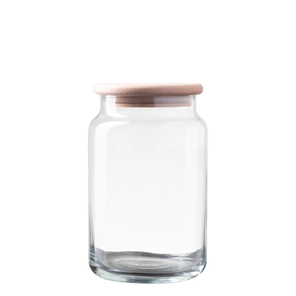 Skleněná nádoba s dřevěným víkem 930 ml — Basic Kitchen