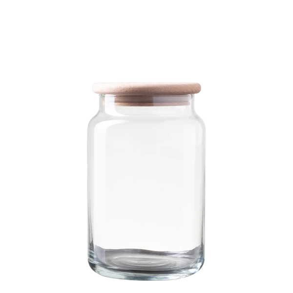 Skleněná nádoba s dřevěným víkem 930 ml — Basic Kitchen