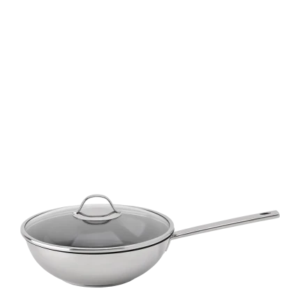 Wok se skleněnou poklicí Ø 28 cm — Orion Inox s CNS profi rukojetí