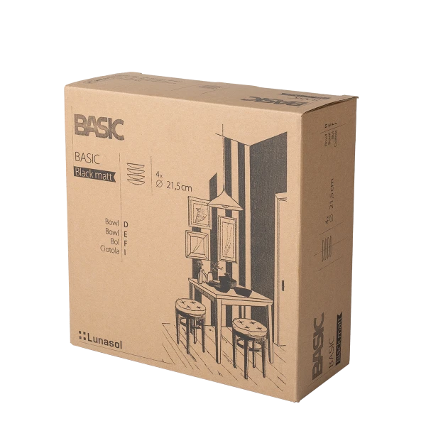 Miska 21.5 cm set 4 ks — BASIC Lunasol černý matný
