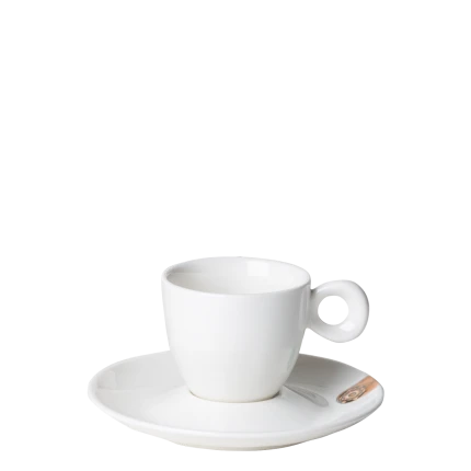 Mocca saucer 12.5 cm — GAYA RGB white with brown ornament