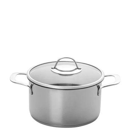 Cooking pot with side handles Ø 22 cm wiht glass lid — Orion Inox with CNS-Profi handles