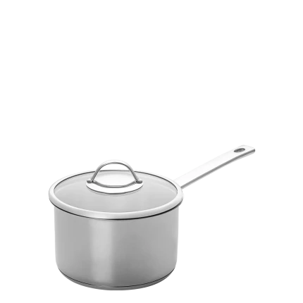 Stielkasserolle Ø 16 cm mit Glas-Deckel — Orion Inox mit CNS-Profigriffen